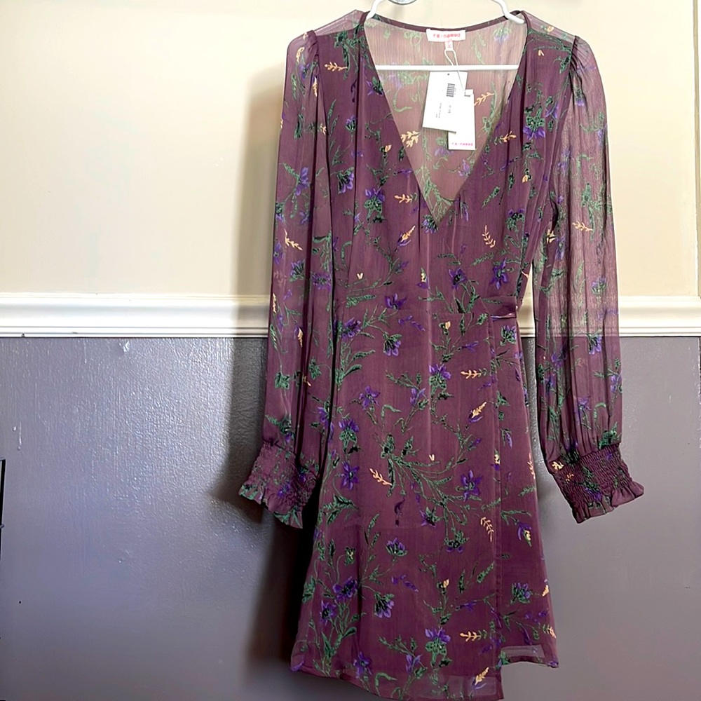 Re:named Estelle Floral Chiffon Gauzy Flowy Tie Wrap Dress Size Large